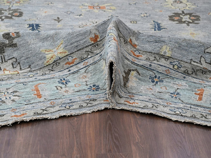 14'0" x 17'9" New Hand Knotted Grey Wool Rectangle Oriental Rug - MOA10284129