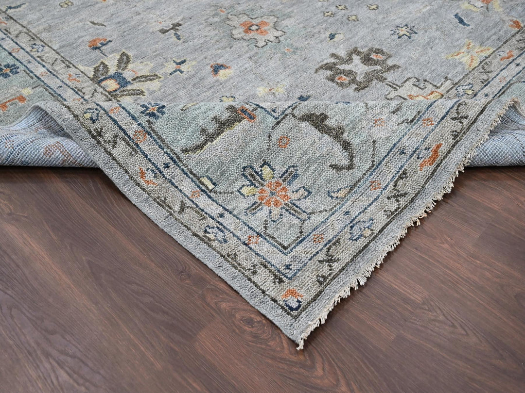 14'0" x 17'9" New Hand Knotted Grey Wool Rectangle Oriental Rug - MOA10284129