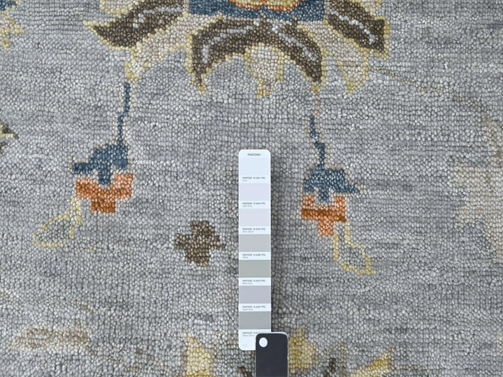 14'0" x 17'9" New Hand Knotted Grey Wool Rectangle Oriental Rug - MOA10284129