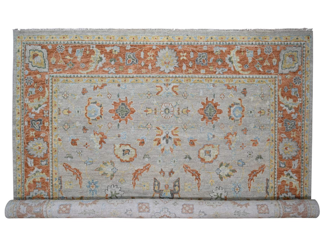 14'0" x 18'1" New Hand Knotted Grey Wool Rectangle Oriental Rug - MOA10284130