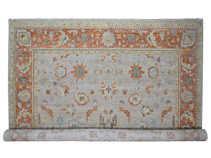 14'0" x 18'1" New Hand Knotted Grey Wool Rectangle Oriental Rug - MOA10284130