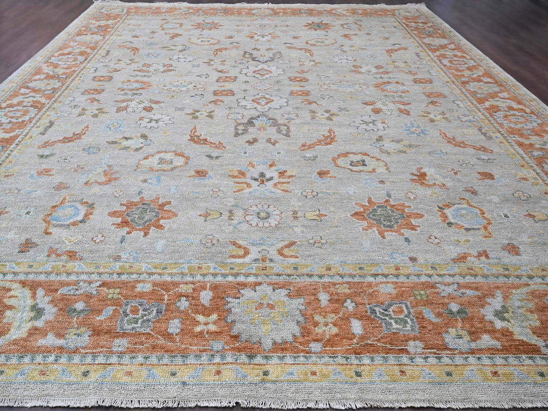 14'0" x 18'1" New Hand Knotted Grey Wool Rectangle Oriental Rug - MOA10284130