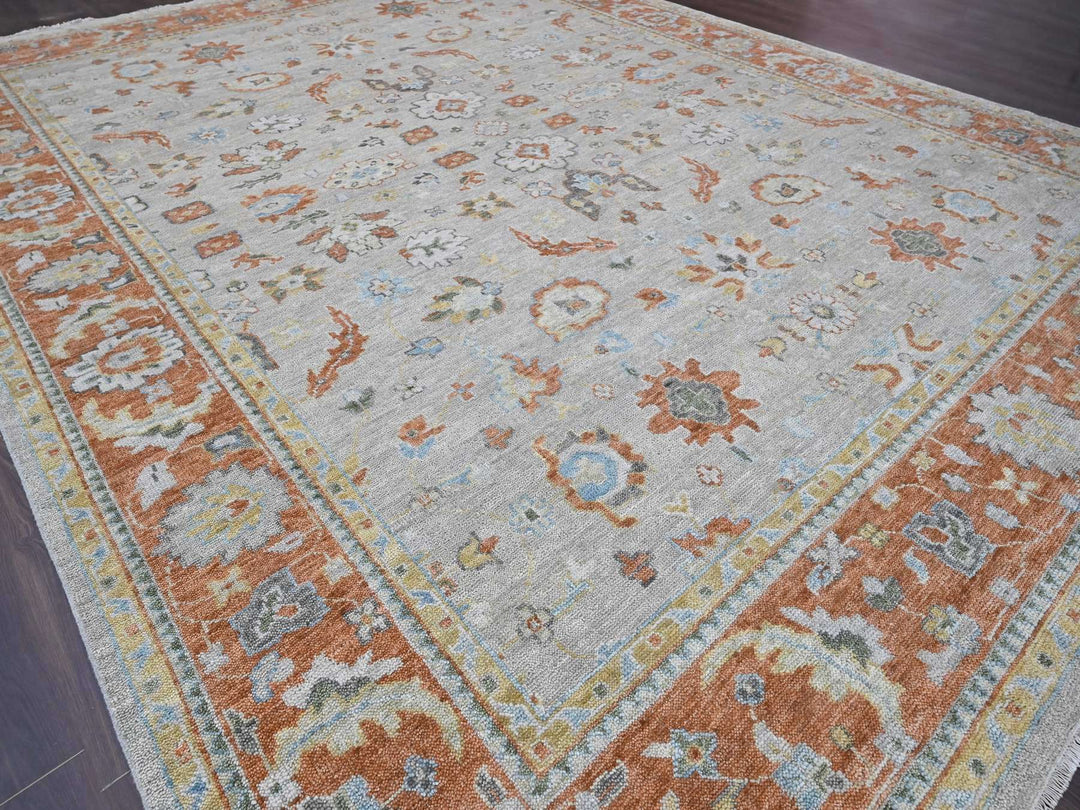 14'0" x 18'1" New Hand Knotted Grey Wool Rectangle Oriental Rug - MOA10284130