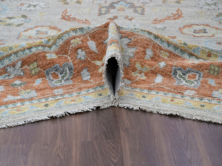 14'0" x 18'1" New Hand Knotted Grey Wool Rectangle Oriental Rug - MOA10284130