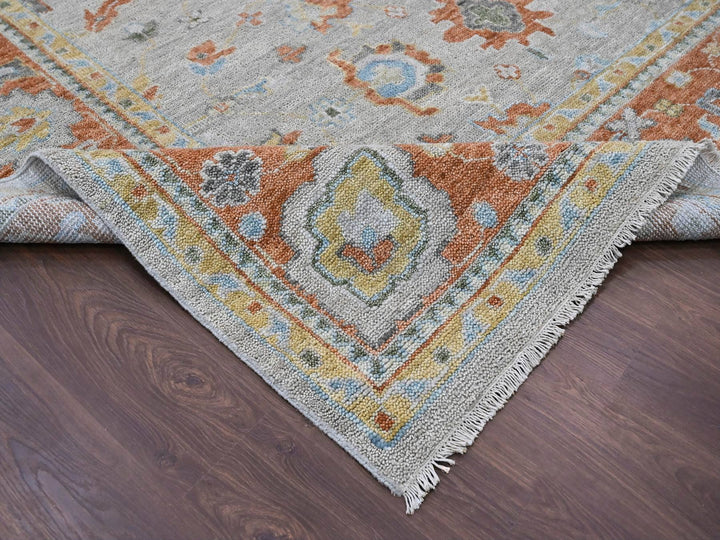 14'0" x 18'1" New Hand Knotted Grey Wool Rectangle Oriental Rug - MOA10284130
