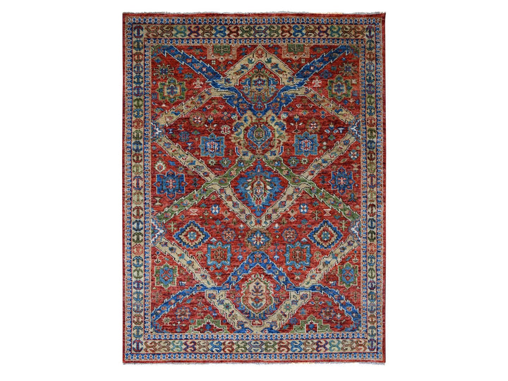 8'0" x 9'10" New Hand Knotted Red Wool Rectangle Oriental Rug - MOA10284139