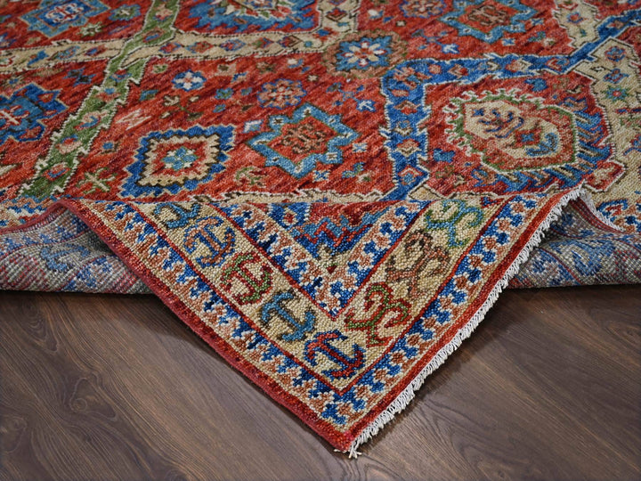 8'0" x 9'10" New Hand Knotted Red Wool Rectangle Oriental Rug - MOA10284139