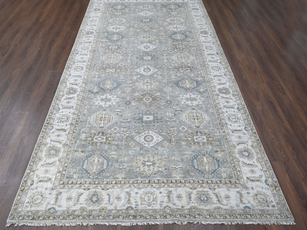 8'2" x 16'3" New Hand Knotted Grey Wool Rectangle Oriental Rug - MOA10284162