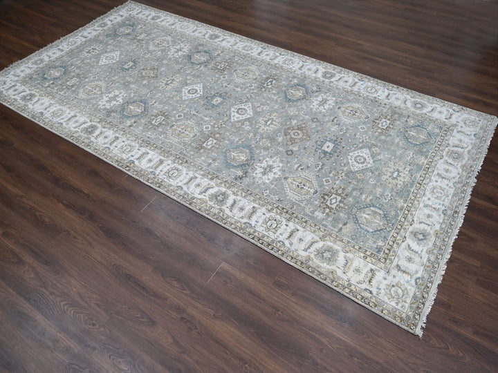 8'2" x 16'3" New Hand Knotted Grey Wool Rectangle Oriental Rug - MOA10284162
