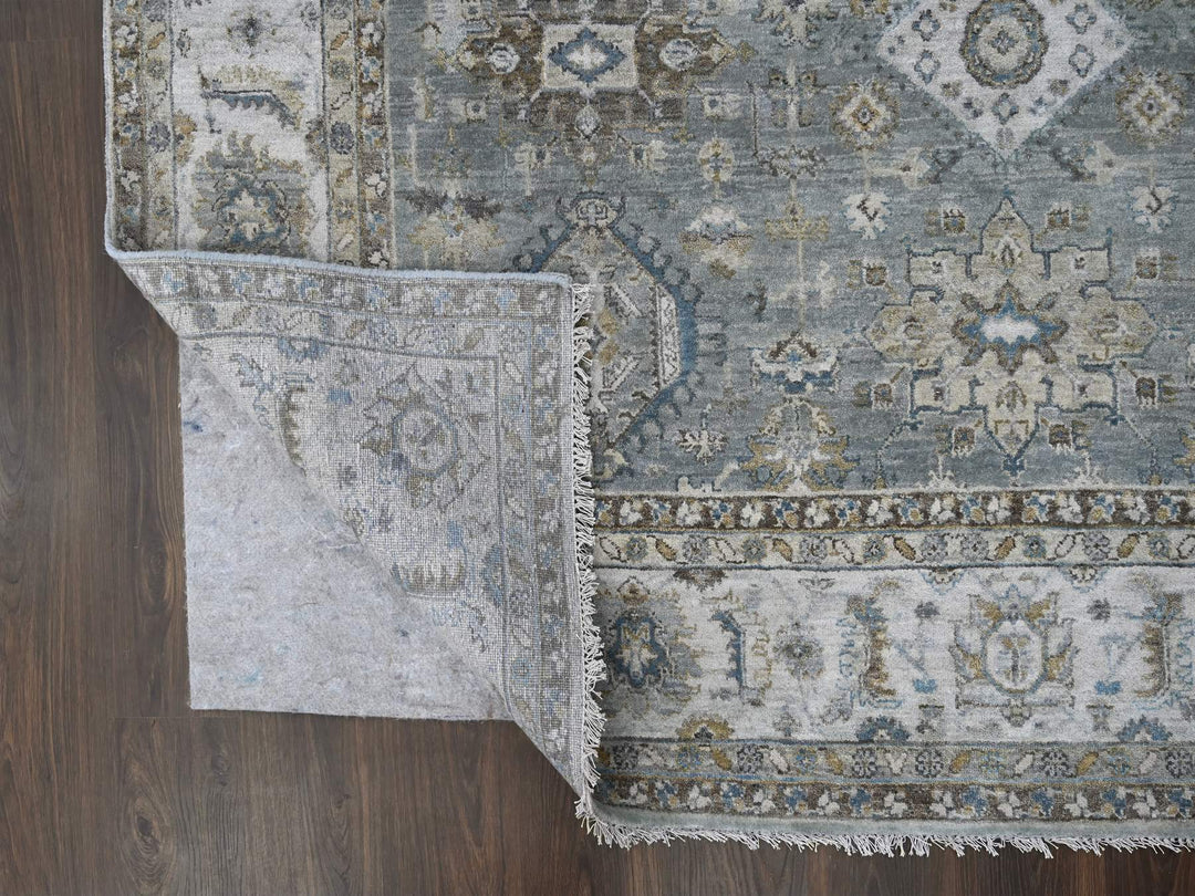 8'2" x 16'3" New Hand Knotted Grey Wool Rectangle Oriental Rug - MOA10284162