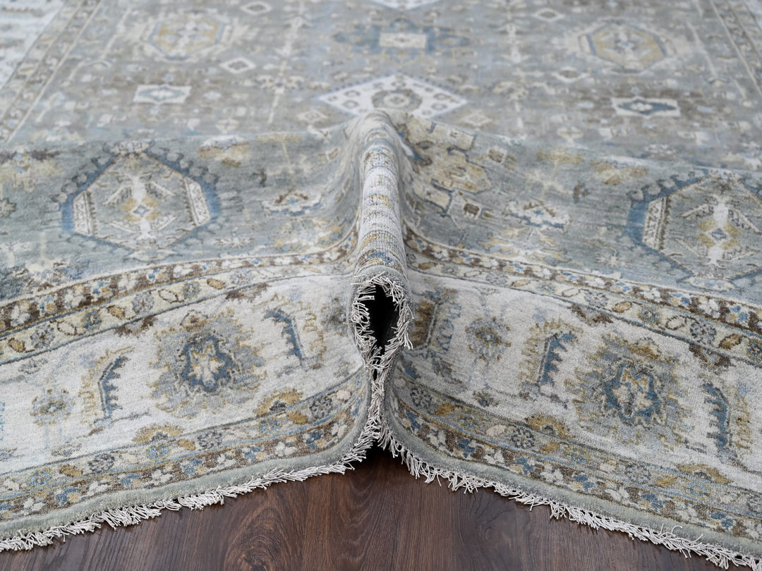 8'2" x 16'3" New Hand Knotted Grey Wool Rectangle Oriental Rug - MOA10284162