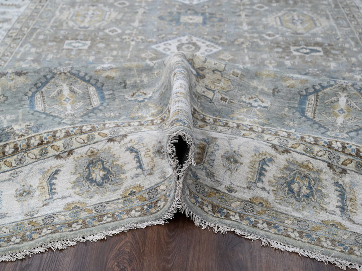 8'2" x 16'3" New Hand Knotted Grey Wool Rectangle Oriental Rug - MOA10284162