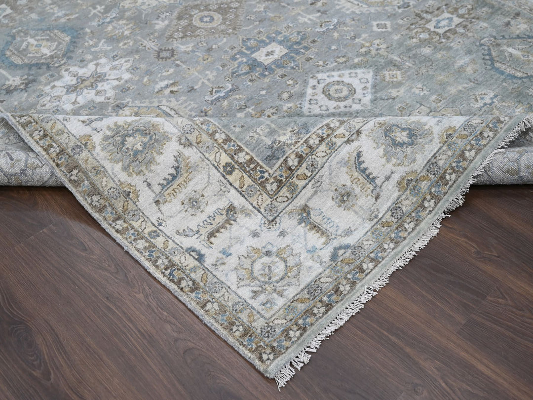 8'2" x 16'3" New Hand Knotted Grey Wool Rectangle Oriental Rug - MOA10284162
