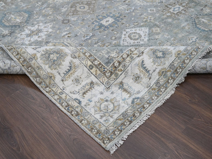 8'2" x 16'3" New Hand Knotted Grey Wool Rectangle Oriental Rug - MOA10284162