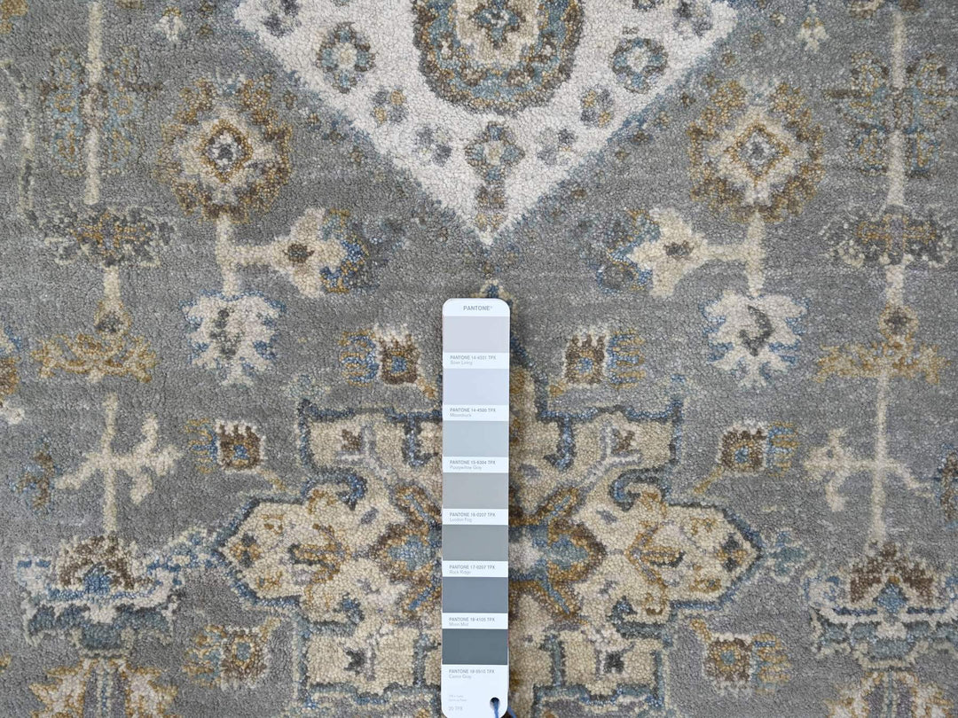 8'2" x 16'3" New Hand Knotted Grey Wool Rectangle Oriental Rug - MOA10284162