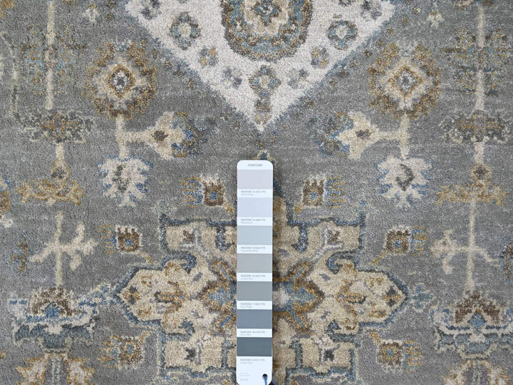 8'2" x 16'3" New Hand Knotted Grey Wool Rectangle Oriental Rug - MOA10284162
