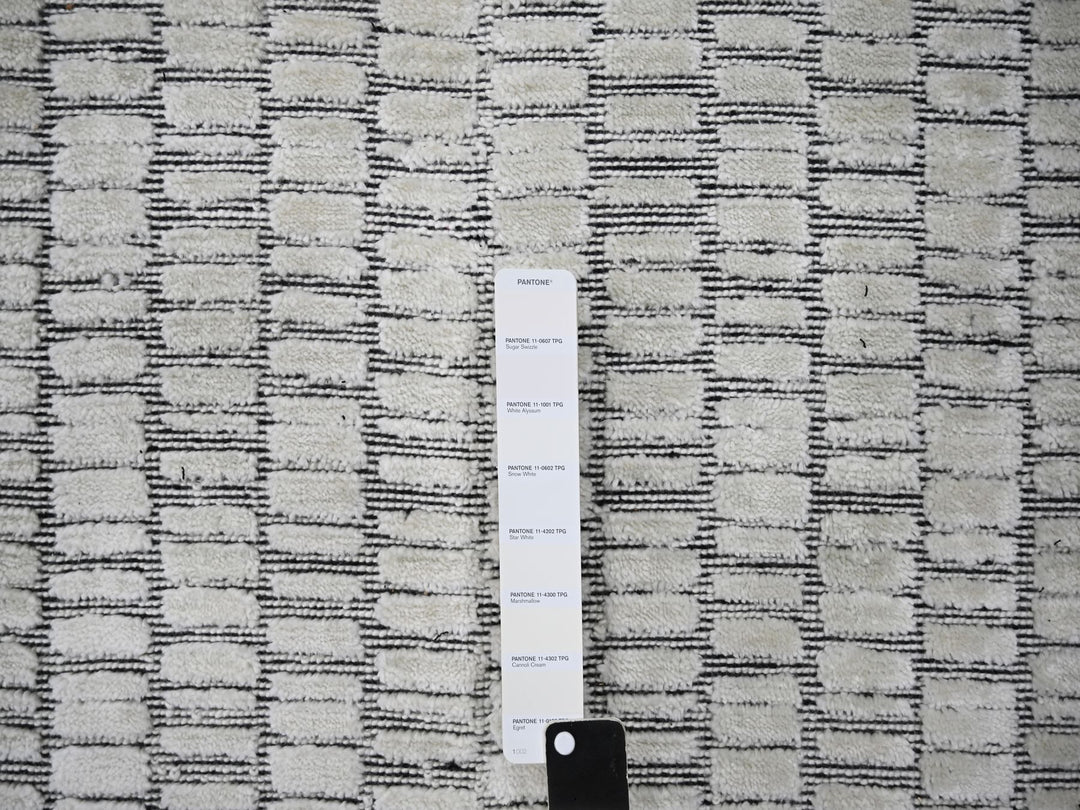 12'4" x 15'0" New Hand Loomed Ivory Wool & Silk Rectangle Oriental Rug - MOA10284170