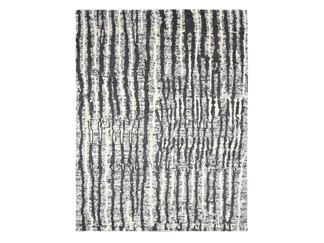 9'1" x 11'8" New Hand Knotted Black Wool Rectangle Oriental Rug - MOA10284180