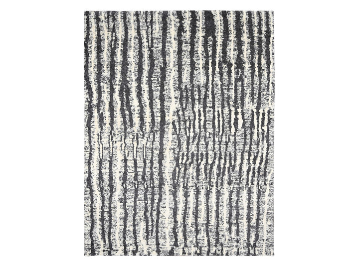 9'1" x 11'8" New Hand Knotted Black Wool Rectangle Oriental Rug - MOA10284180