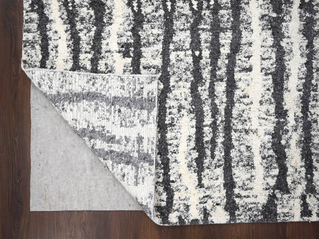 9'1" x 11'8" New Hand Knotted Black Wool Rectangle Oriental Rug - MOA10284180