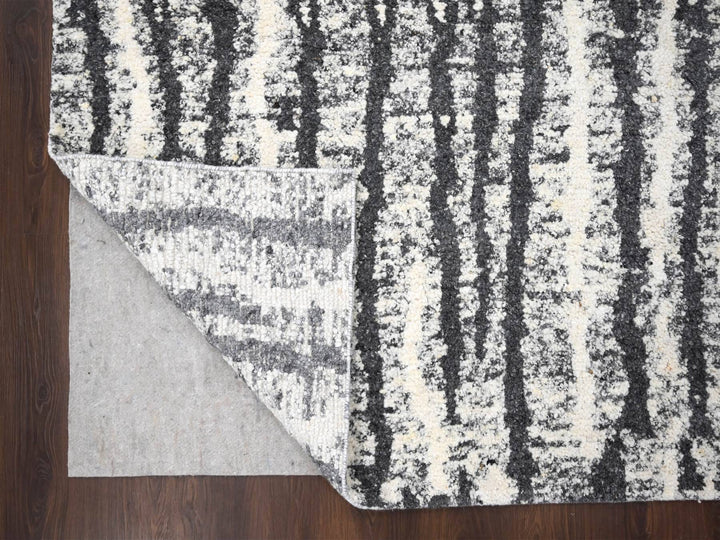 9'1" x 11'8" New Hand Knotted Black Wool Rectangle Oriental Rug - MOA10284180