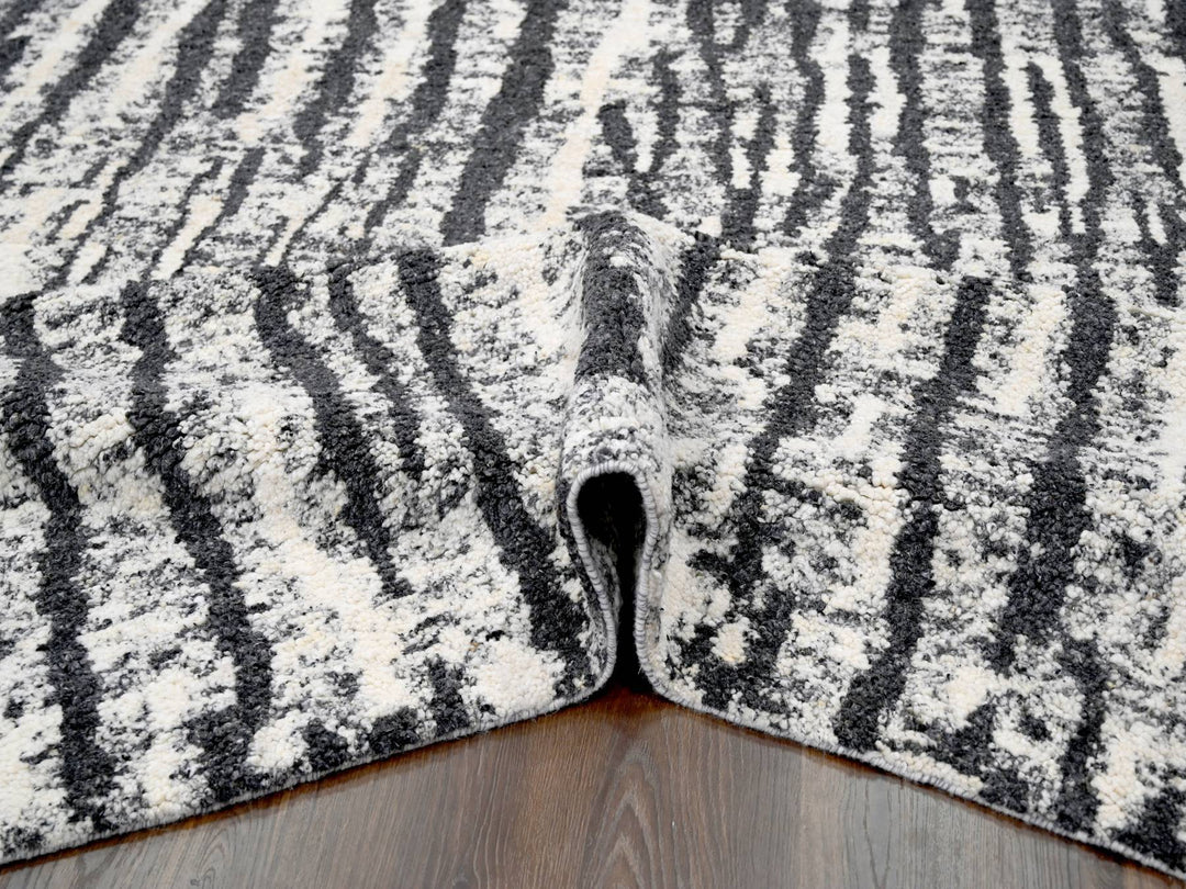 9'1" x 11'8" New Hand Knotted Black Wool Rectangle Oriental Rug - MOA10284180