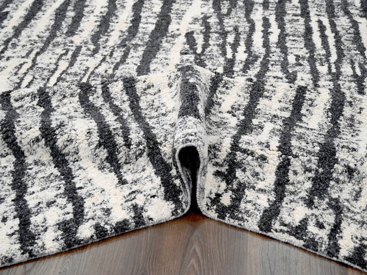 9'1" x 11'8" New Hand Knotted Black Wool Rectangle Oriental Rug - MOA10284180