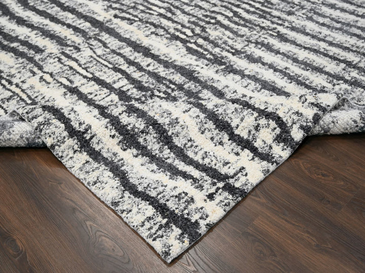 9'1" x 11'8" New Hand Knotted Black Wool Rectangle Oriental Rug - MOA10284180
