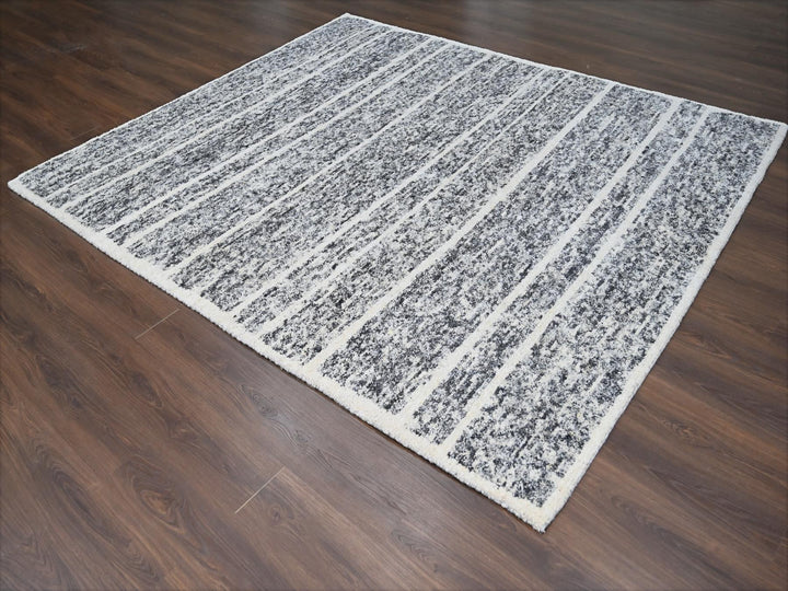 8'2" x 9'10" New Hand Knotted Black Wool Rectangle Oriental Rug - MOA10284181