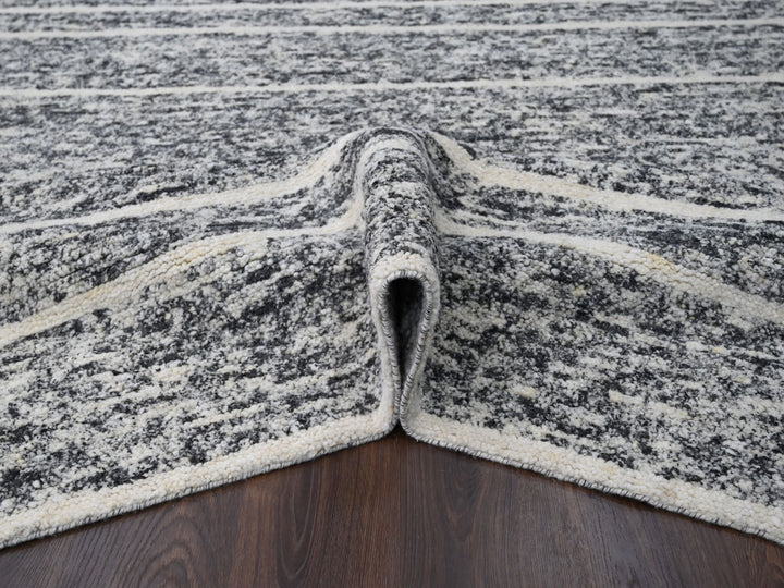 8'2" x 9'10" New Hand Knotted Black Wool Rectangle Oriental Rug - MOA10284181