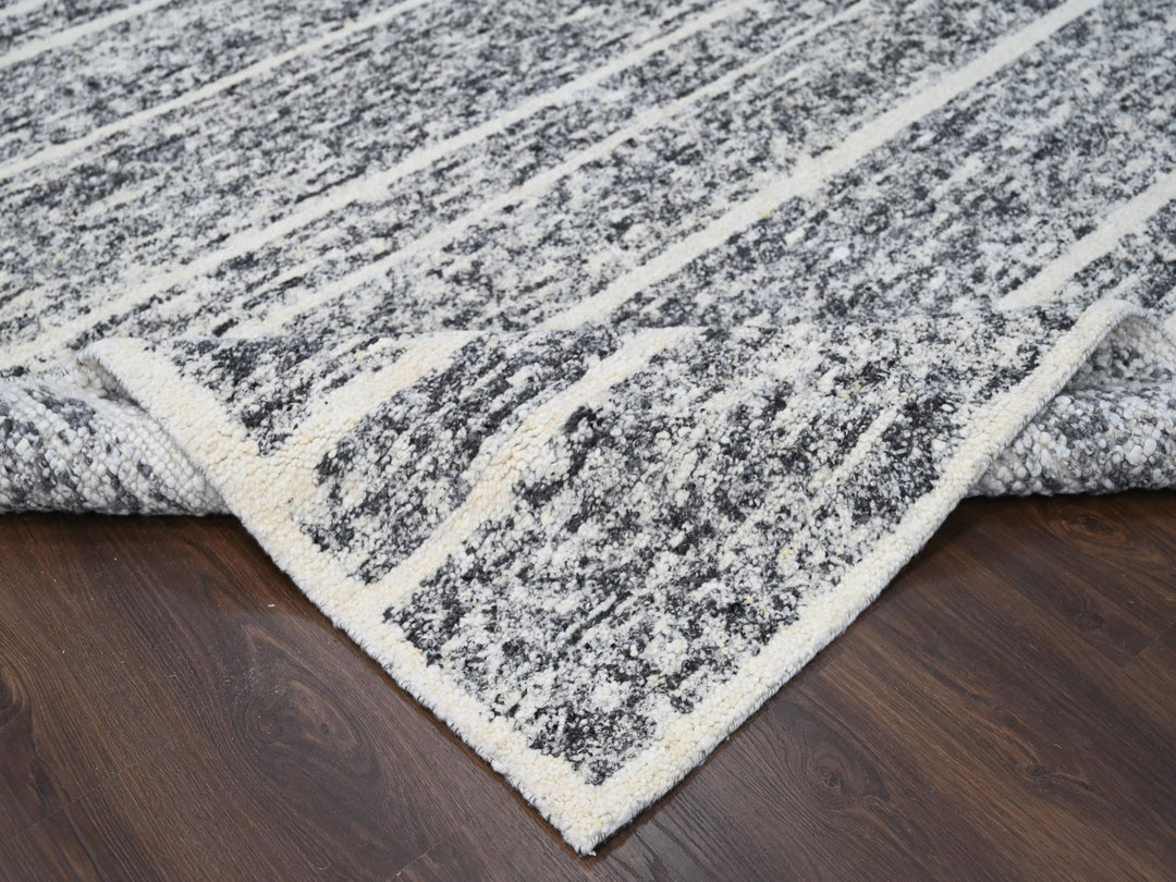 8'2" x 9'10" New Hand Knotted Black Wool Rectangle Oriental Rug - MOA10284181