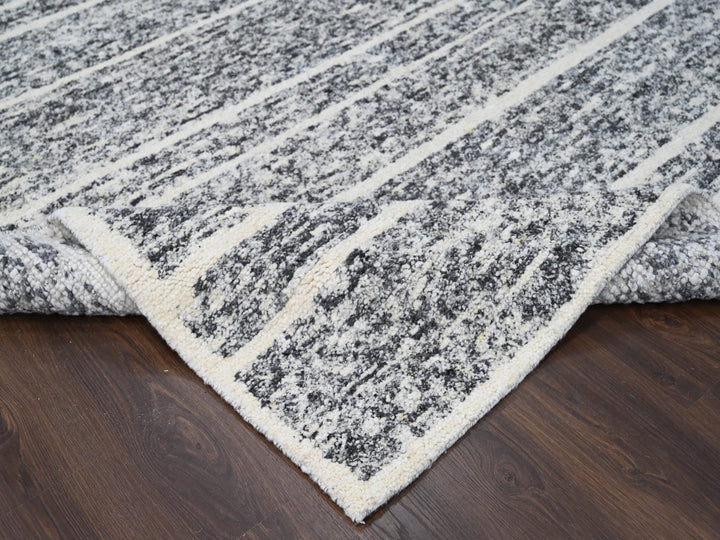 8'2" x 9'10" New Hand Knotted Black Wool Rectangle Oriental Rug - MOA10284181