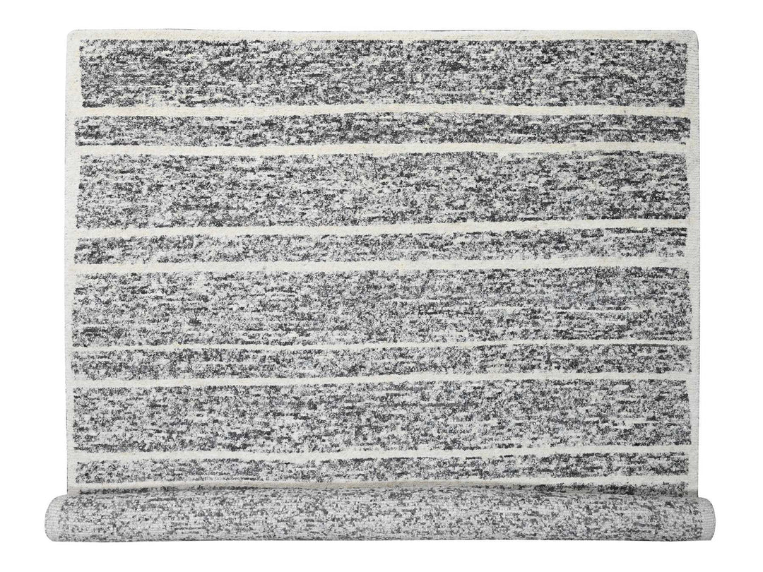10'3" x 14'1" New Hand Knotted Black Wool Rectangle Oriental Rug - MOA10284183