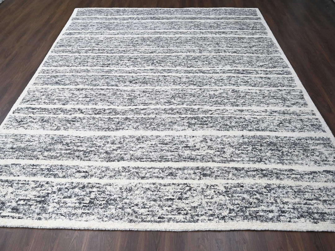 10'3" x 14'1" New Hand Knotted Black Wool Rectangle Oriental Rug - MOA10284183