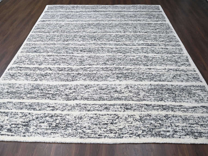 10'3" x 14'1" New Hand Knotted Black Wool Rectangle Oriental Rug - MOA10284183