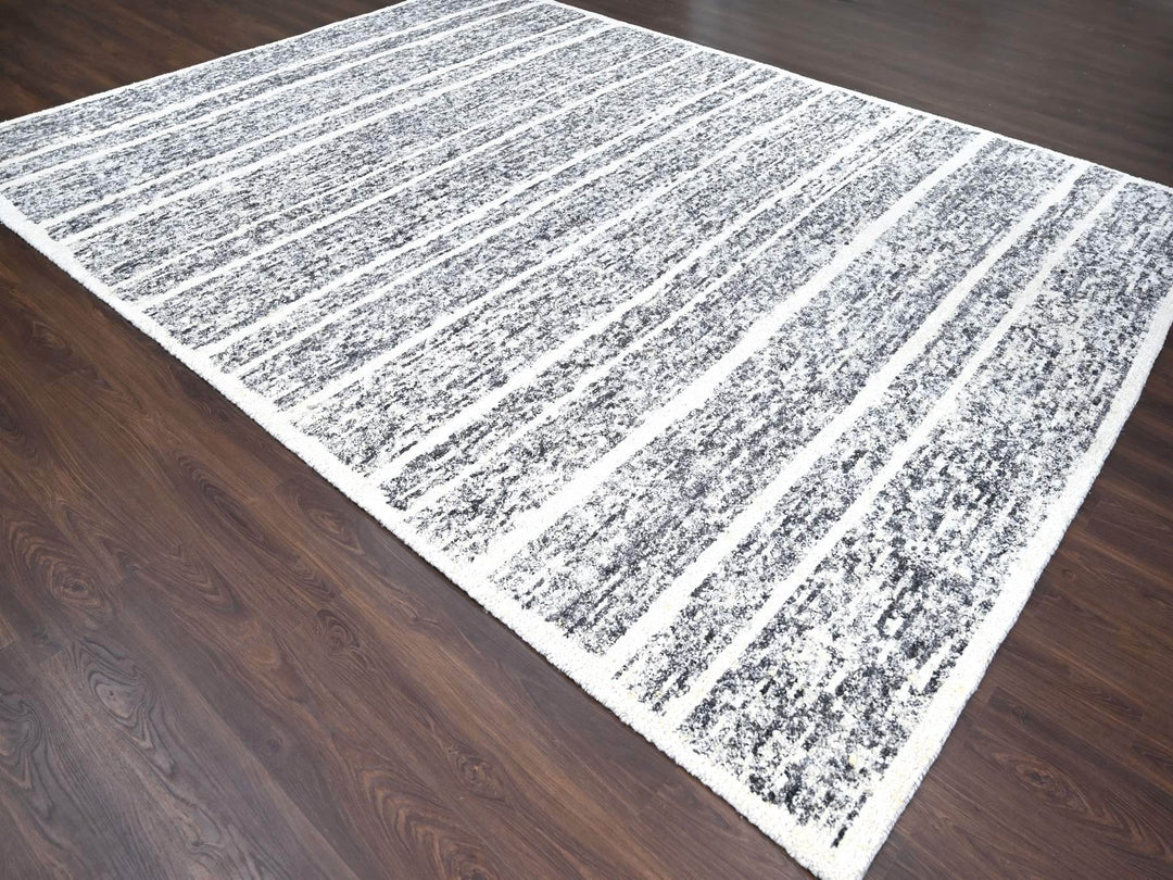 10'3" x 14'1" New Hand Knotted Black Wool Rectangle Oriental Rug - MOA10284183