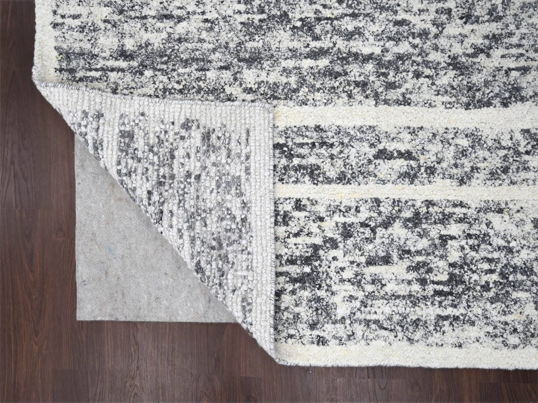 10'3" x 14'1" New Hand Knotted Black Wool Rectangle Oriental Rug - MOA10284183