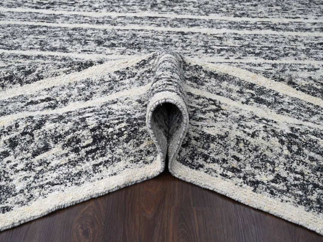 10'3" x 14'1" New Hand Knotted Black Wool Rectangle Oriental Rug - MOA10284183