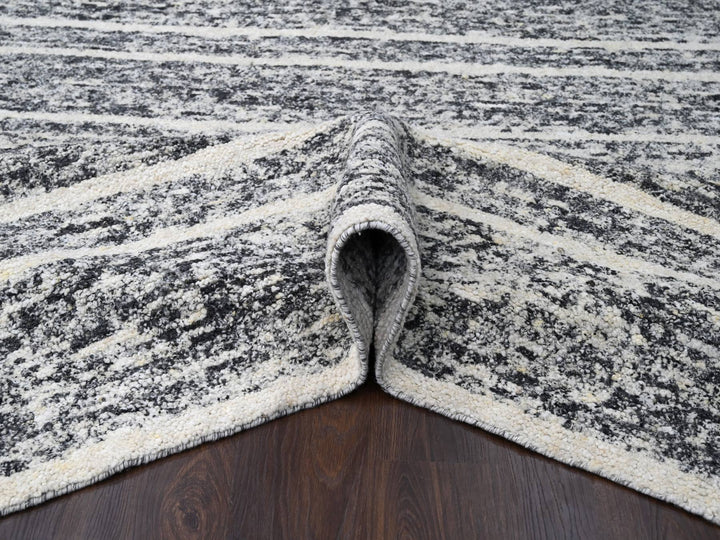 10'3" x 14'1" New Hand Knotted Black Wool Rectangle Oriental Rug - MOA10284183