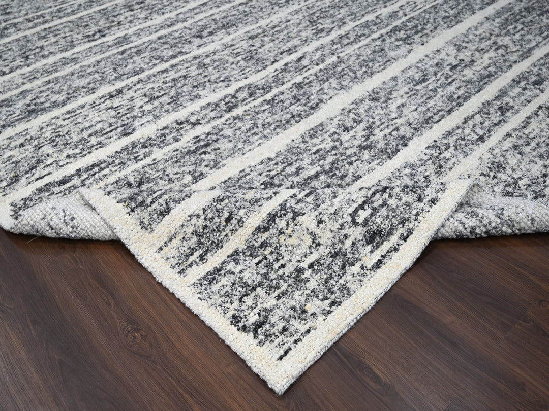 10'3" x 14'1" New Hand Knotted Black Wool Rectangle Oriental Rug - MOA10284183