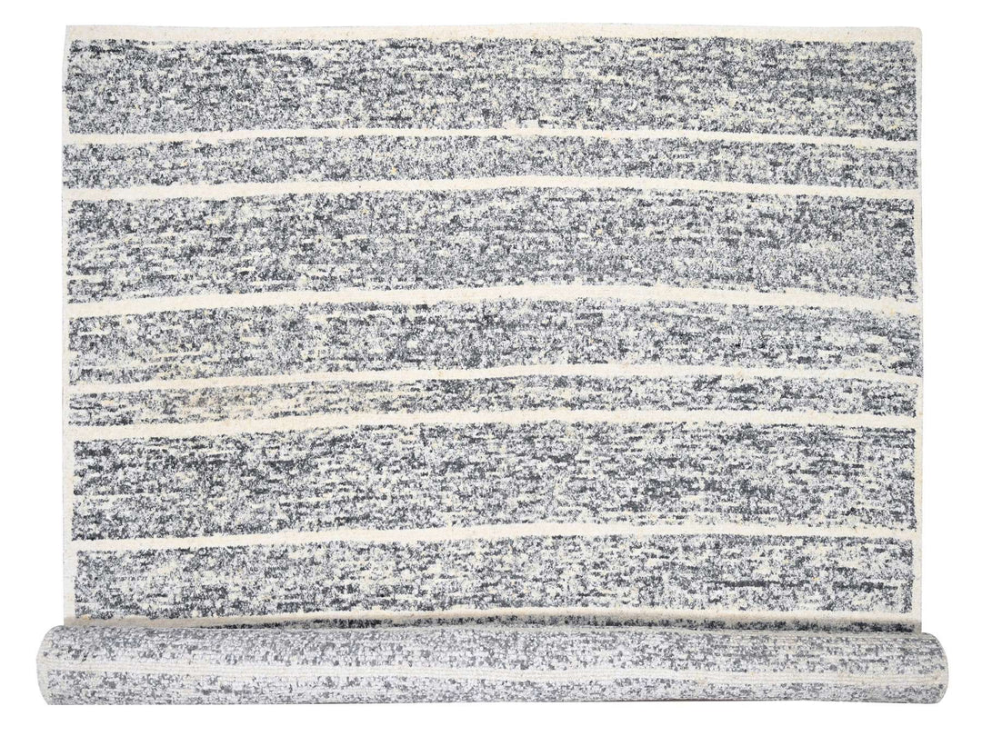 12'0" x 14'9" New Hand Knotted Black Wool Rectangle Oriental Rug - MOA10284184
