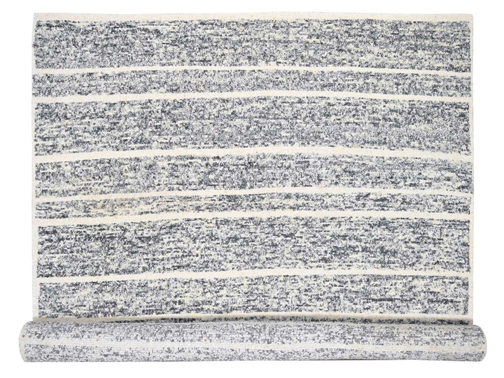 12'0" x 14'9" New Hand Knotted Black Wool Rectangle Oriental Rug - MOA10284184