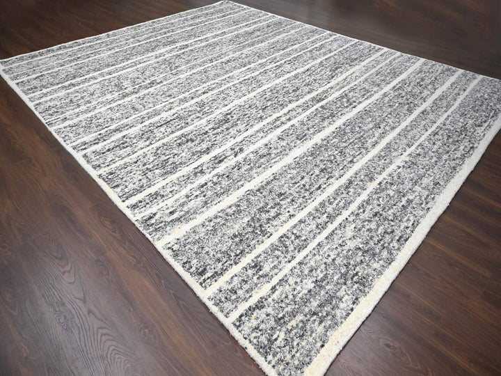 12'0" x 14'9" New Hand Knotted Black Wool Rectangle Oriental Rug - MOA10284184