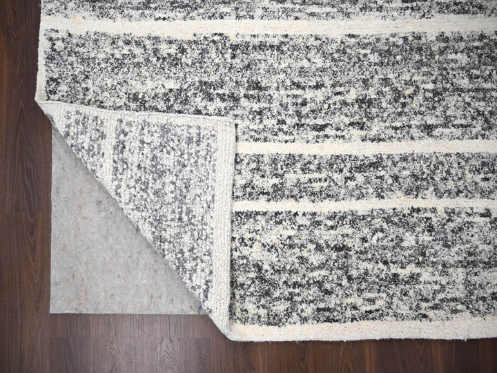 12'0" x 14'9" New Hand Knotted Black Wool Rectangle Oriental Rug - MOA10284184