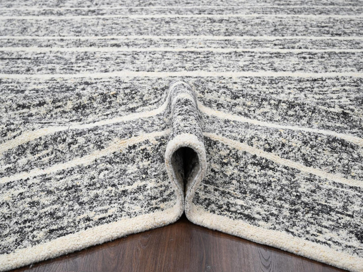 12'0" x 14'9" New Hand Knotted Black Wool Rectangle Oriental Rug - MOA10284184