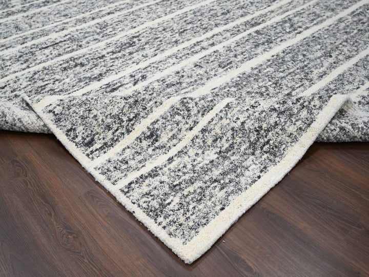 12'0" x 14'9" New Hand Knotted Black Wool Rectangle Oriental Rug - MOA10284184