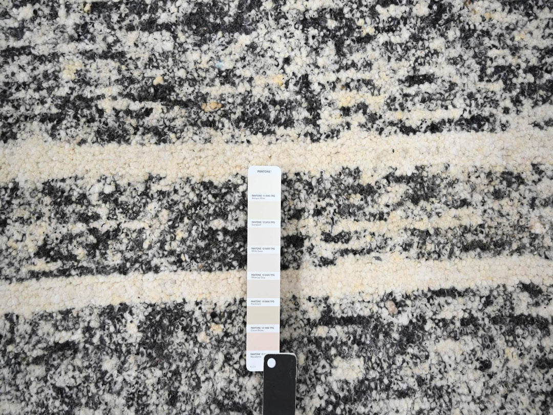 12'0" x 14'9" New Hand Knotted Black Wool Rectangle Oriental Rug - MOA10284184