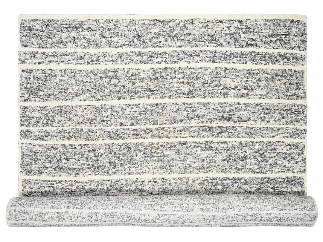 12'4" x 18'0" New Hand Knotted Black Wool Rectangle Oriental Rug - MOA10284185