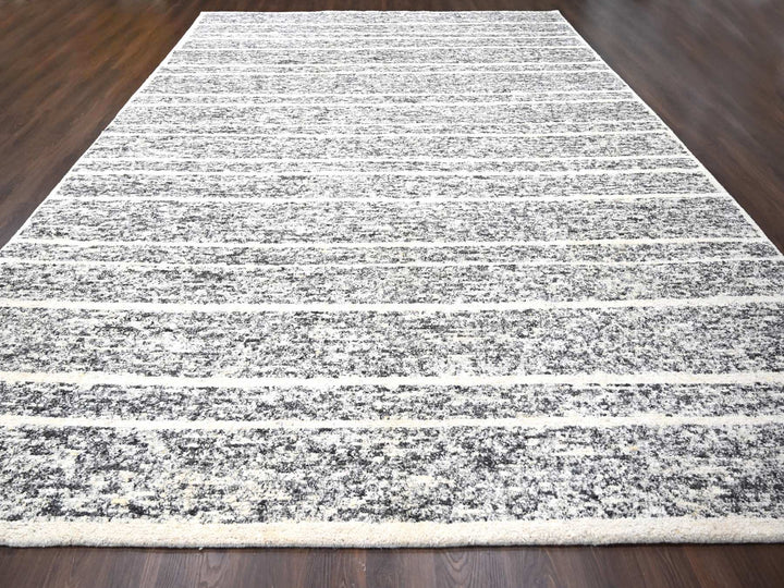 12'4" x 18'0" New Hand Knotted Black Wool Rectangle Oriental Rug - MOA10284185