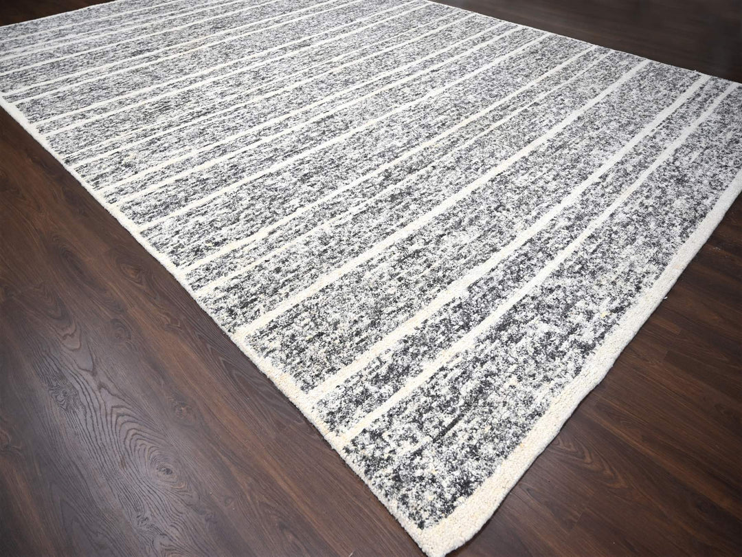 12'4" x 18'0" New Hand Knotted Black Wool Rectangle Oriental Rug - MOA10284185